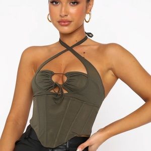 White Fox Boutique Love To Love Mesh Bustier Khaki. Size S. Brand new with tags